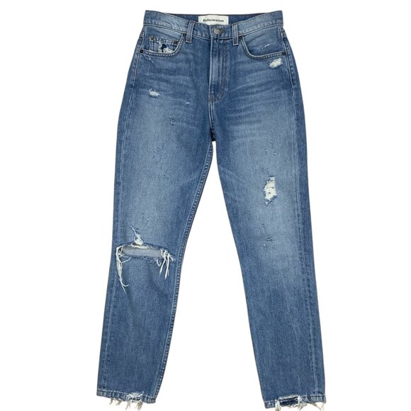 Reformation Julia Crop Cig Jeans 25 Arches High Rise Distressed Ripped Straight - Picture 1 of 12